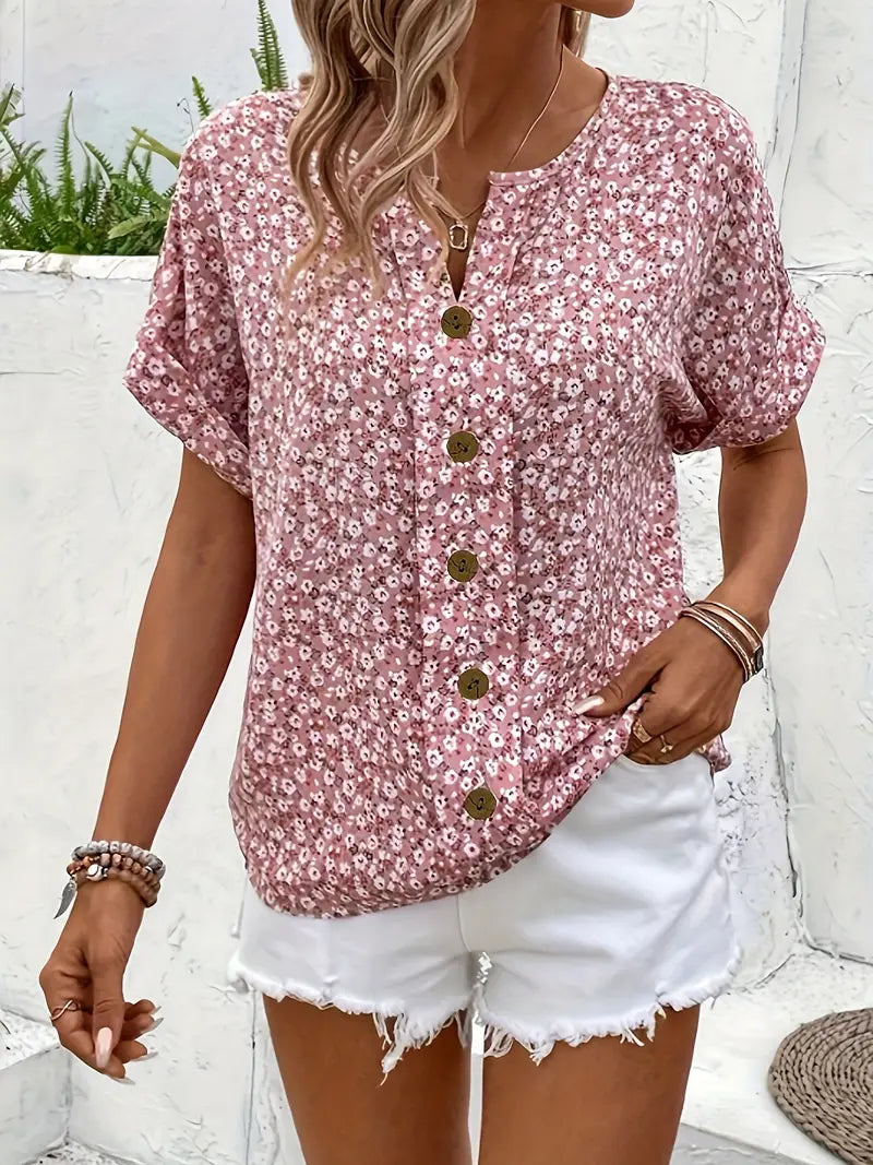 Cindy™ | Bluse mit floralem Druck und abgestuftem Kragen