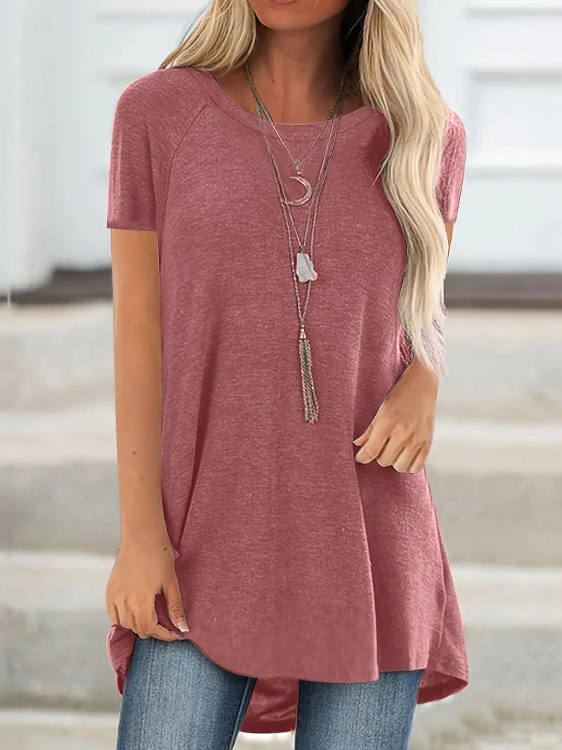 Faye™ - Lässiges Longline Crew Neck T-Shirt