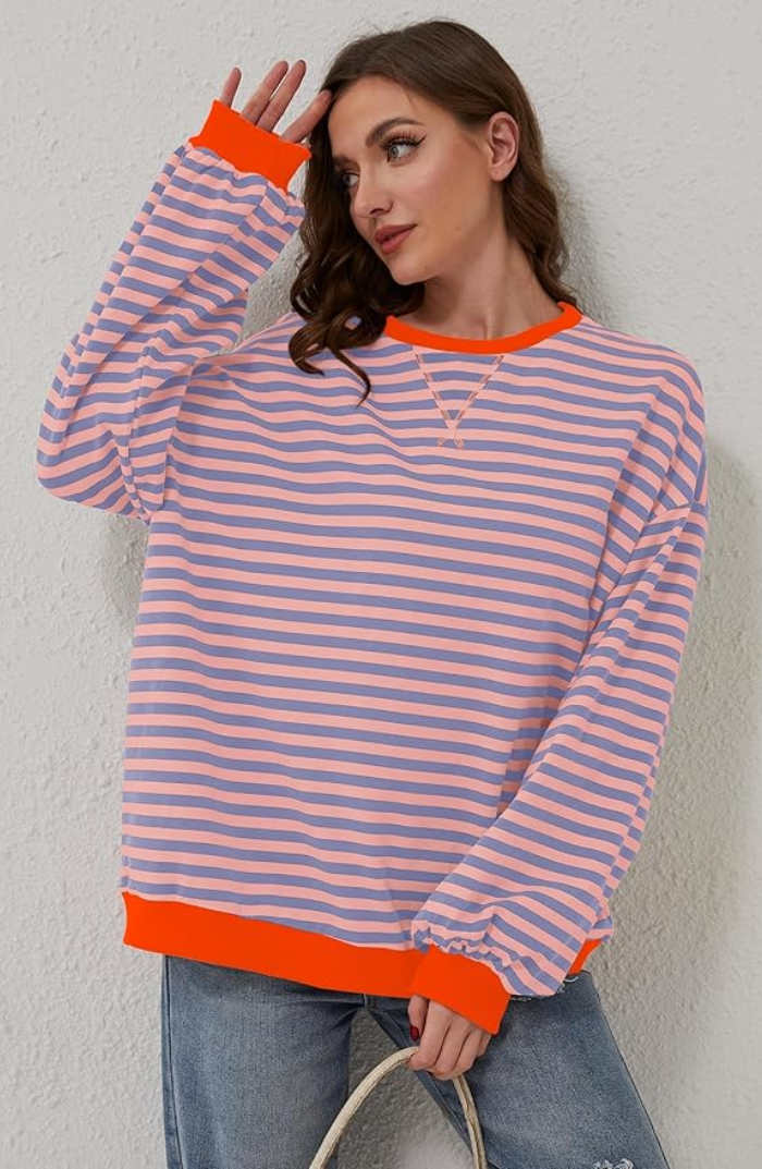AMELIA – GESTREIFTER PULLOVER IN ÜBERGRÖSSE