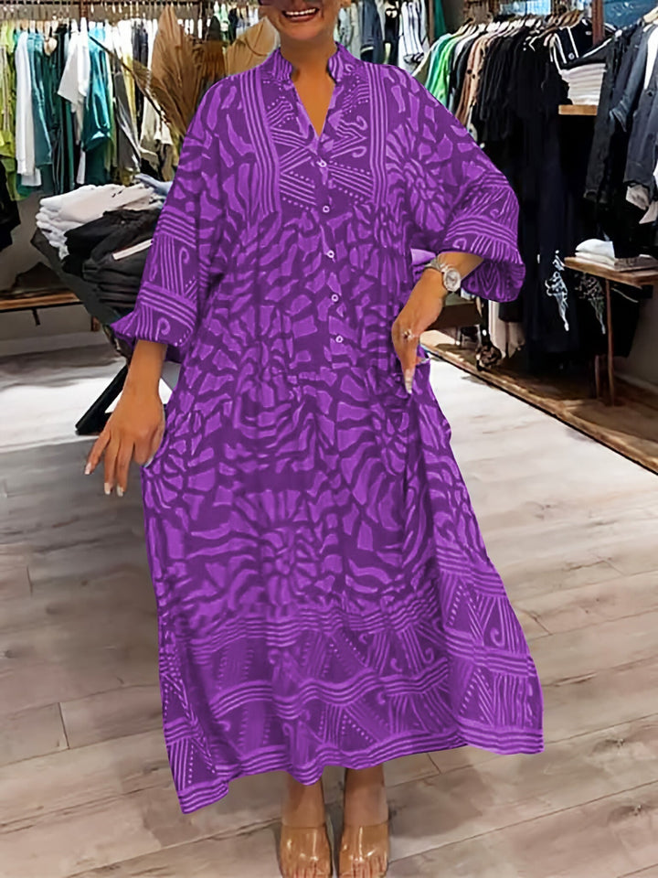 Mira | V-Ausschnitt Gedrucktes Kleid (Fast ausverkauft)