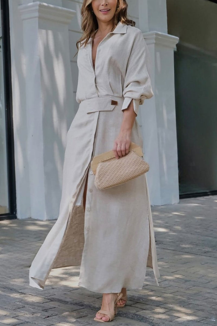 Serena™ - Schickes Maxikleid aus Baumwolle und Leinen