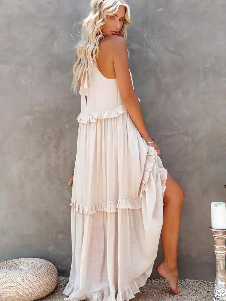 Sarah | Halter Rüsch Maxi Kleid (Fast ausverkauft)