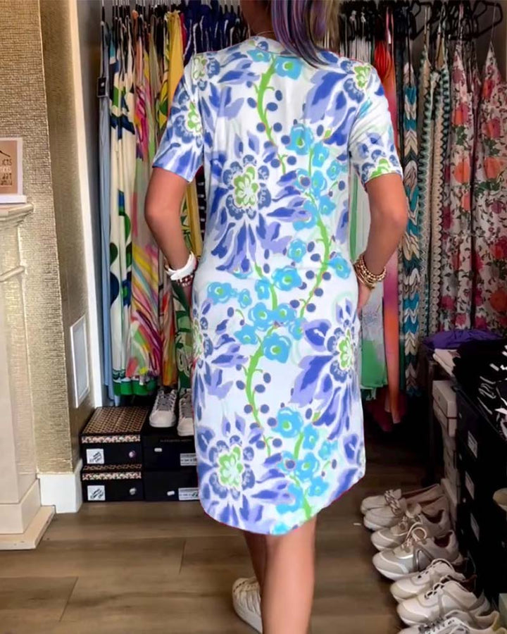 Federica™ - Kleid mit kurzen Ärmeln und floralem Druck