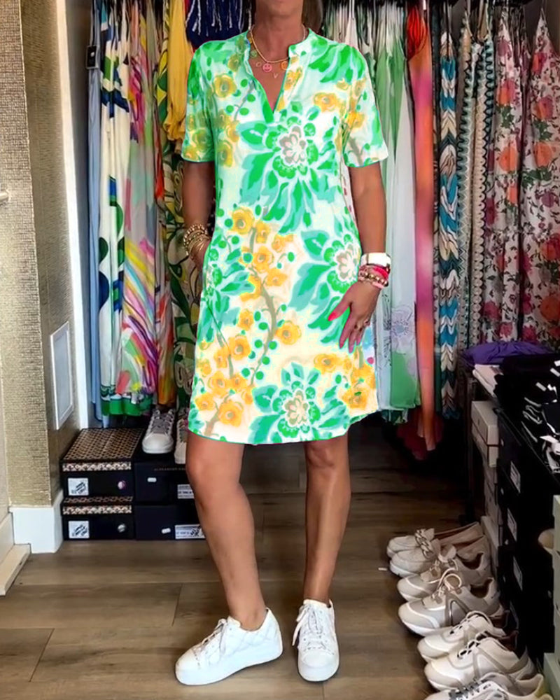 Federica™ - Kleid mit kurzen Ärmeln und floralem Druck