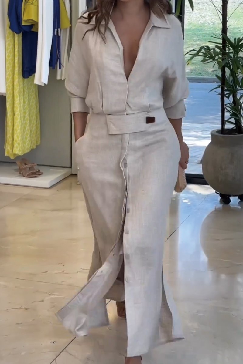 Serena™ - Schickes Maxikleid aus Baumwolle und Leinen
