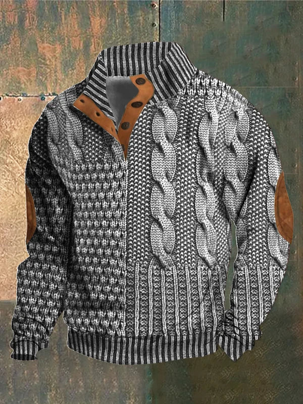 BASIL – GEMUSTERTER BEQUEMER STRICKPULLOVER