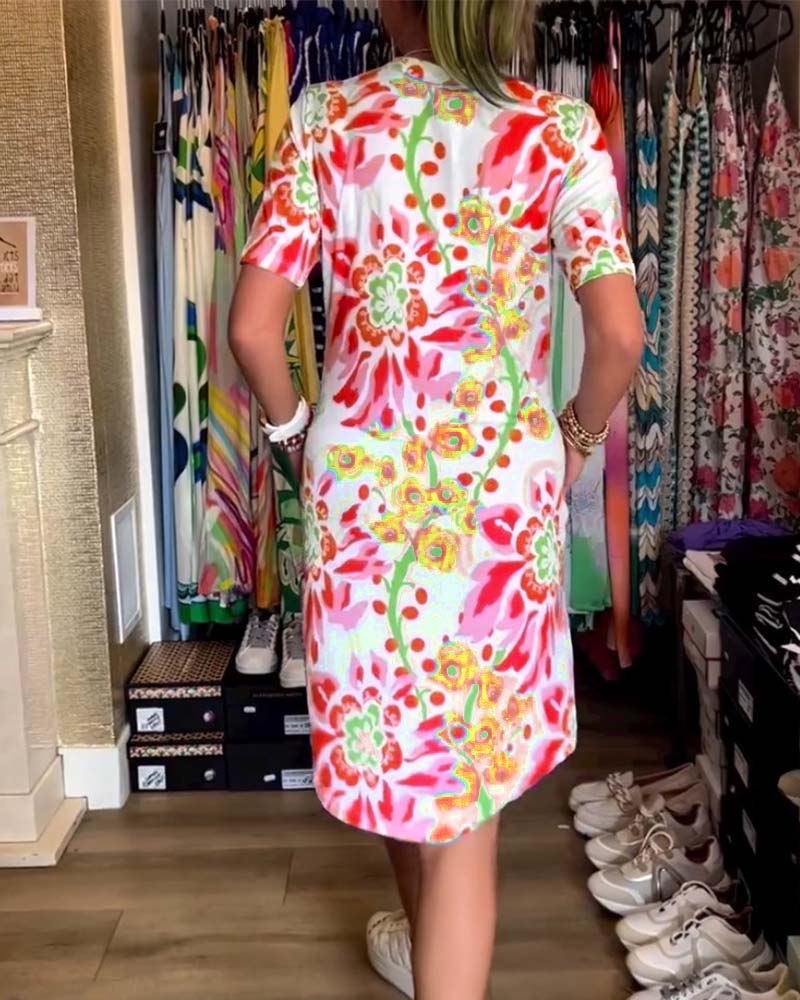 Federica™ - Kleid mit kurzen Ärmeln und floralem Druck