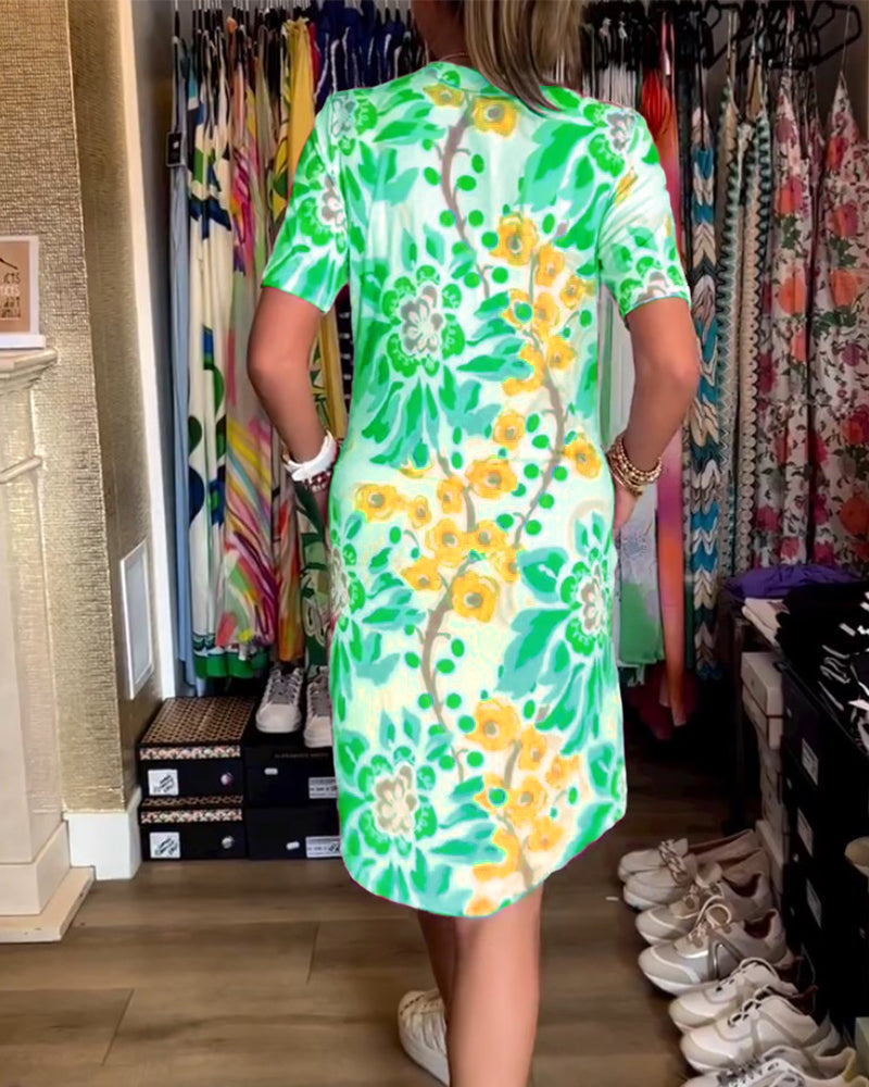 Federica™ - Kleid mit kurzen Ärmeln und floralem Druck