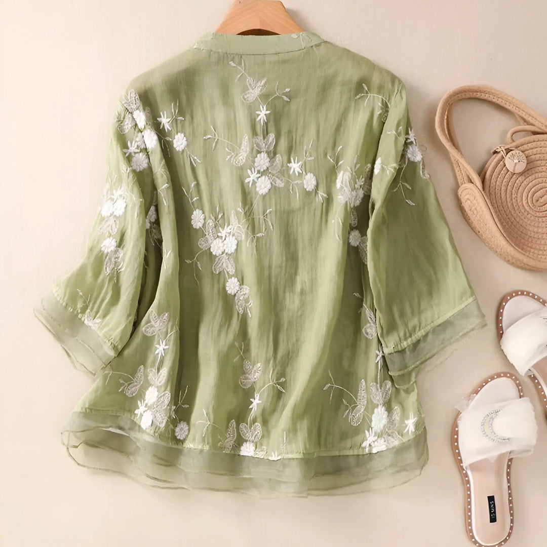 Emily™ - Baumwolltop mit bestickten Blumen