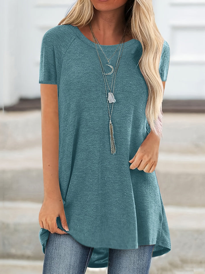 Faye™ - Lässiges Longline Crew Neck T-Shirt