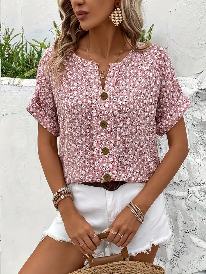 Cindy™ | Bluse mit floralem Druck und abgestuftem Kragen