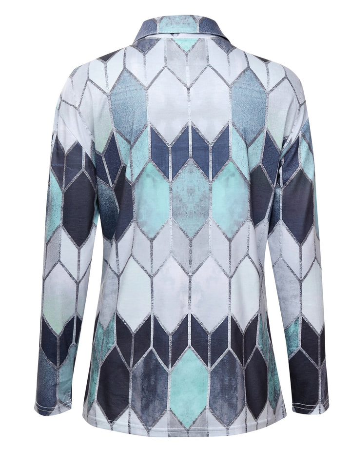 Bianca™ - Buntes Geometrisches Zip-Up Shirt