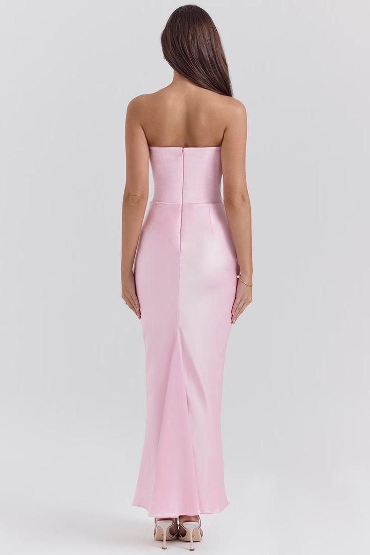 Hera - Elegantes Retro-Einfarbiges Trägerloses Partykleid