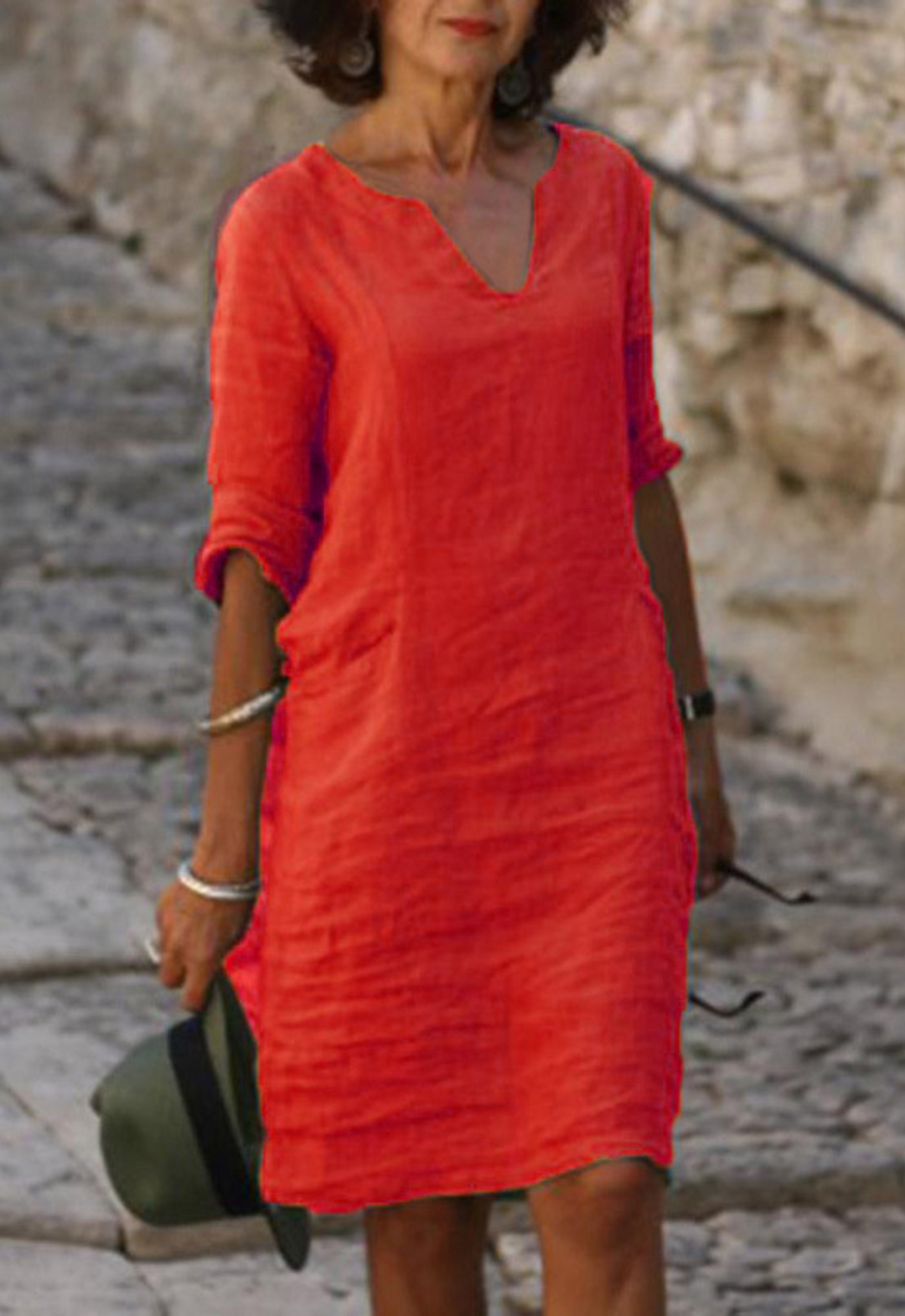 Elvy™ - Elegantes V-Ausschnitt Kleid