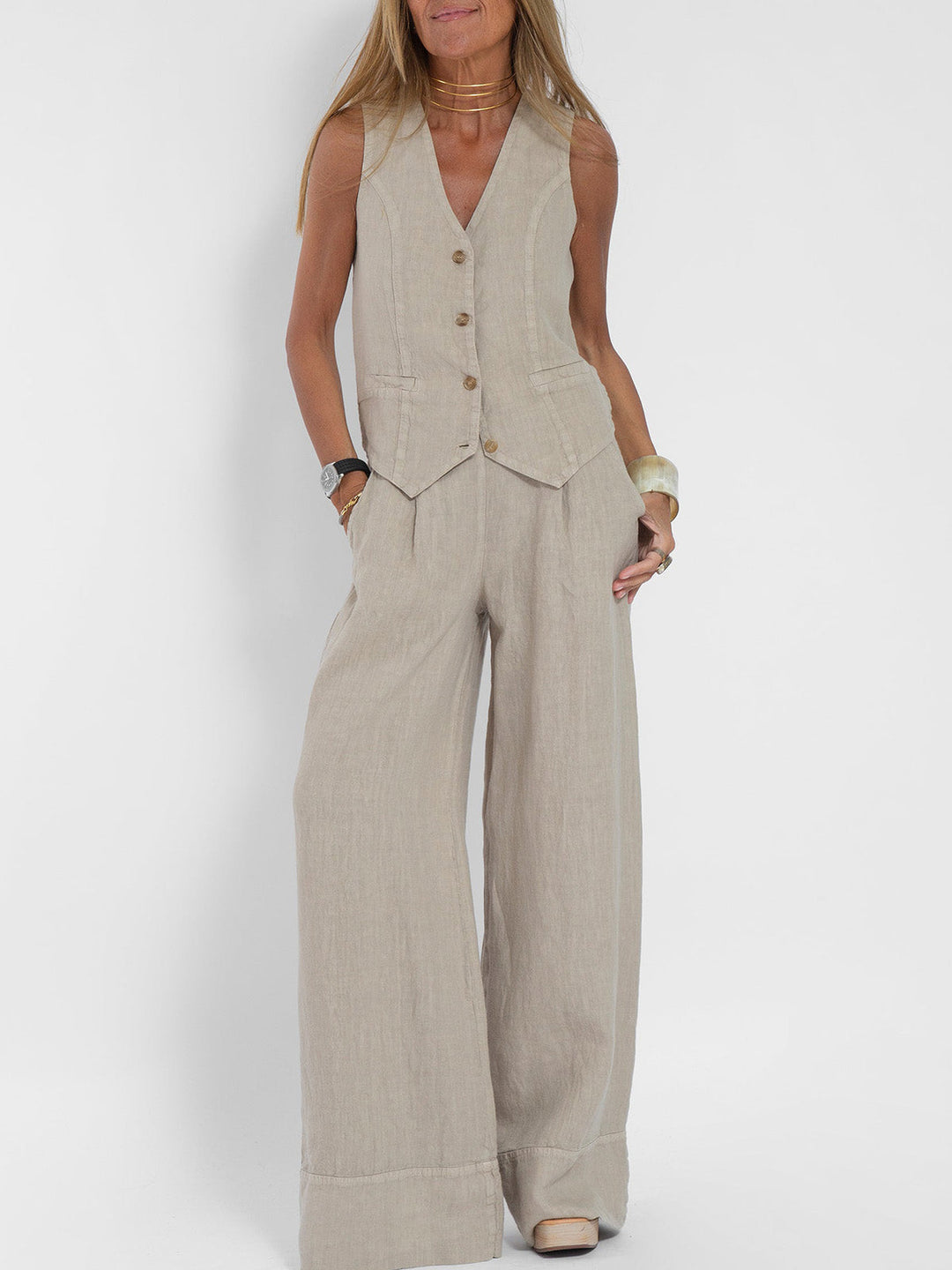 Ella | Weste Weite Hosen Set (Fast ausverkauft)