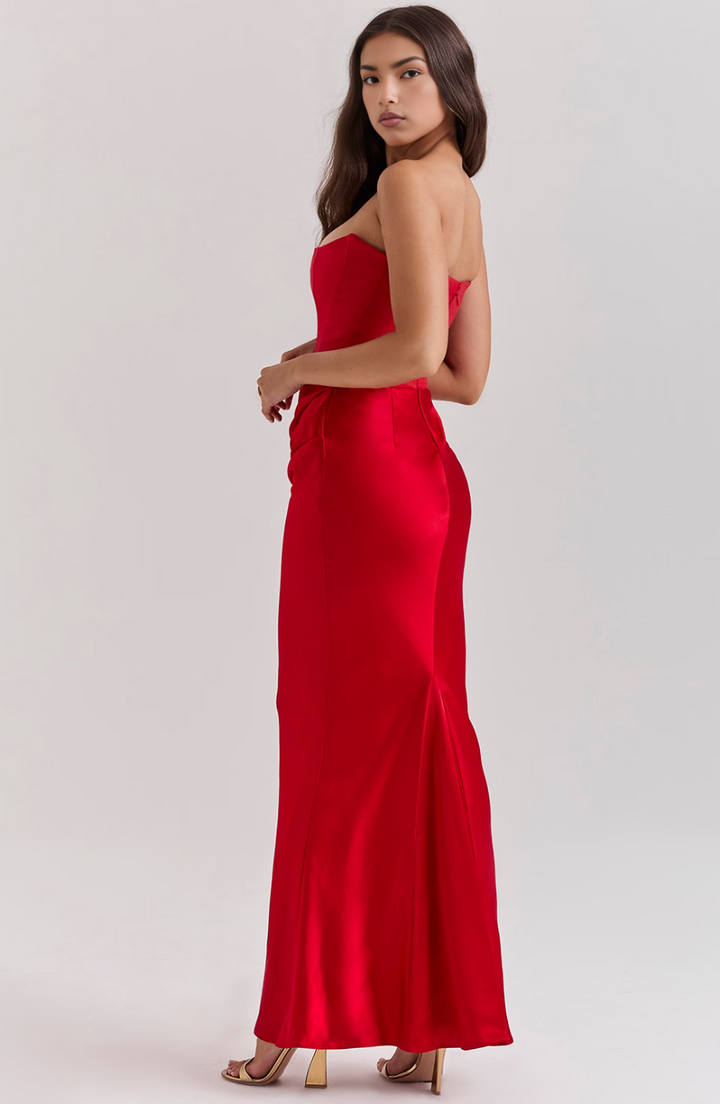 Hera - Elegantes Retro-Einfarbiges Trägerloses Partykleid