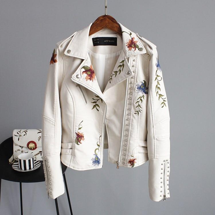 Ella™ - Stylische Bestickte Lederjacke