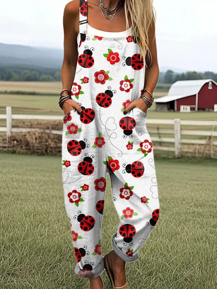 Damen Vintage Blumen Jumpsuit - Bequemes Weitbein-Design