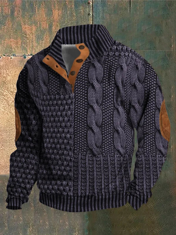BASIL – GEMUSTERTER BEQUEMER STRICKPULLOVER