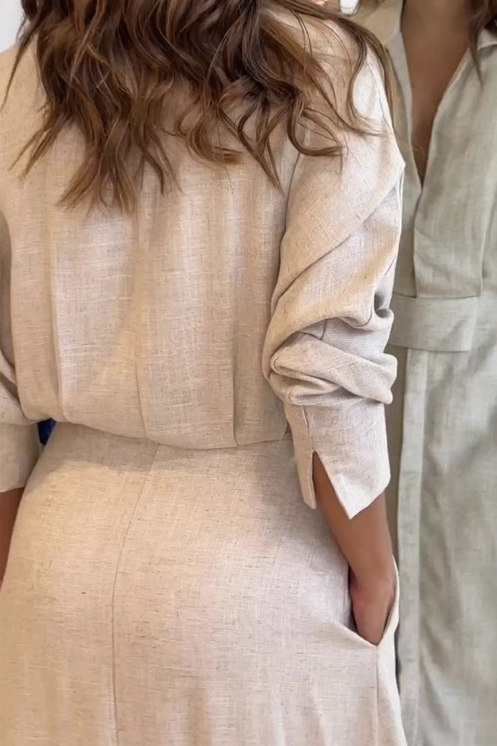 Serena™ - Schickes Maxikleid aus Baumwolle und Leinen