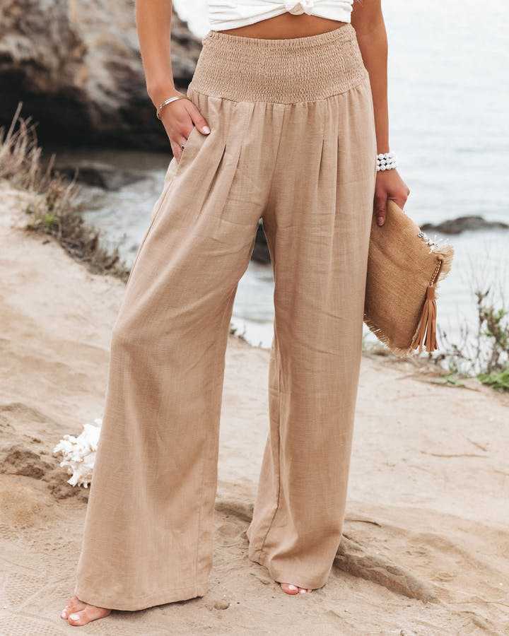 Lily Fließende Strandhose mit Weiten Beinen