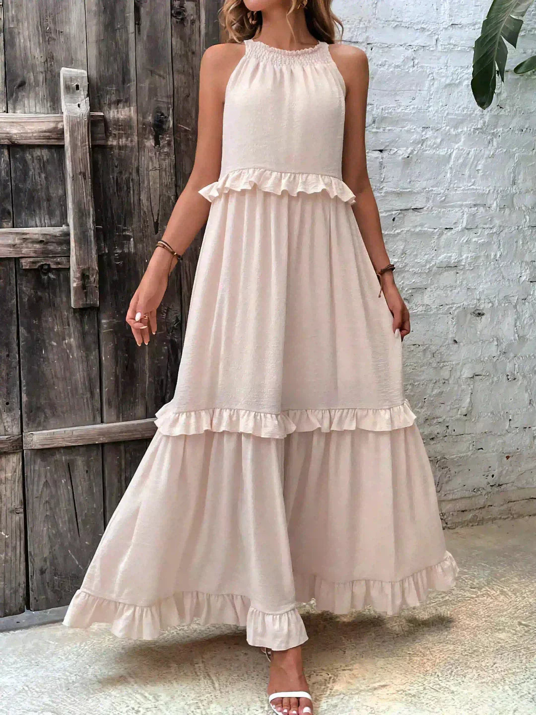 Sarah | Halter Rüsch Maxi Kleid (Fast ausverkauft)