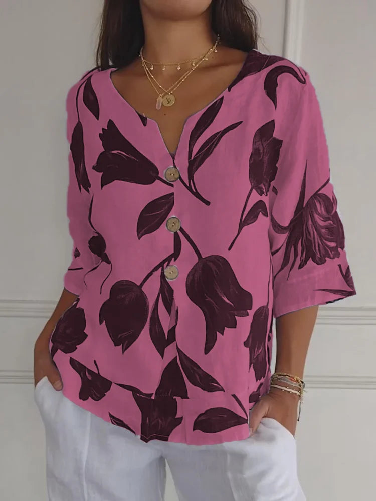 Sanne™ | Florale Knopf-Bluse
