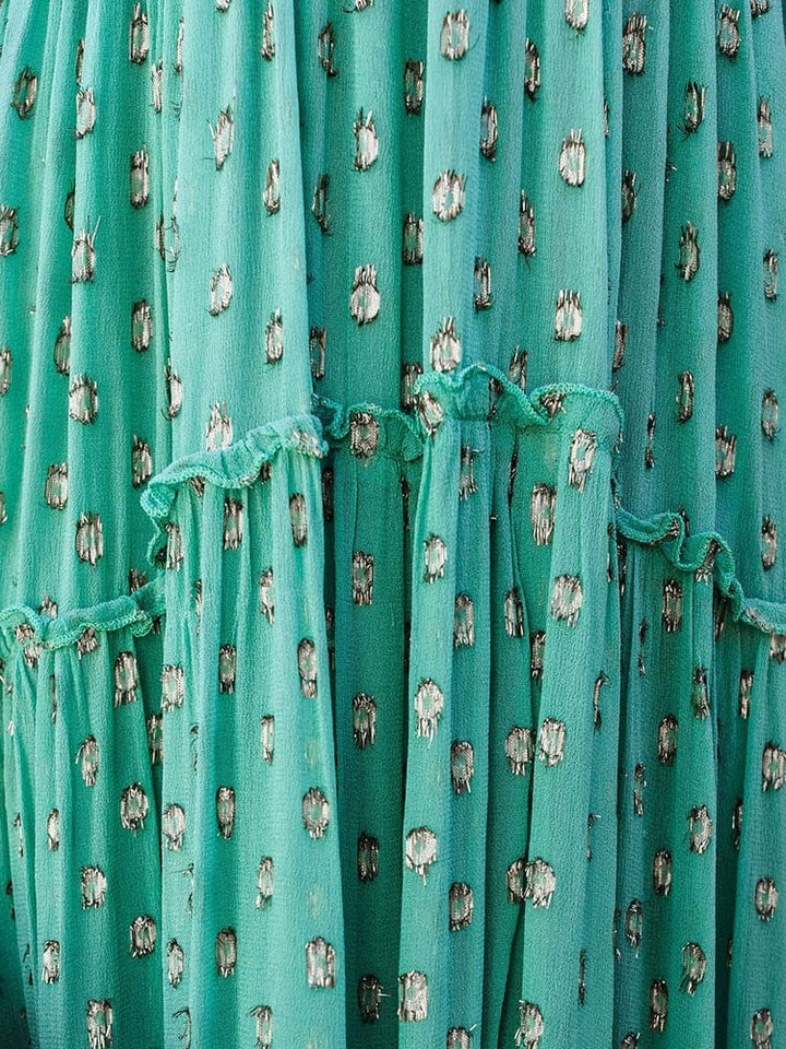 Evi™ Grüne Maxi Kleid Mit V-Ausschnitt Und Sommerlichem Ibiza-Print