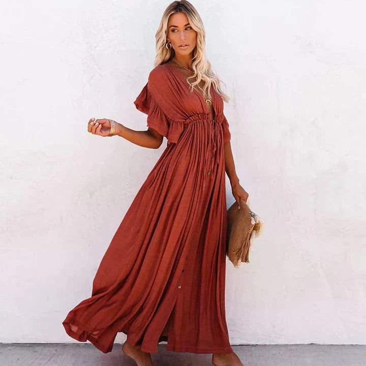 Julie™ - Rote Lange Strandkleid