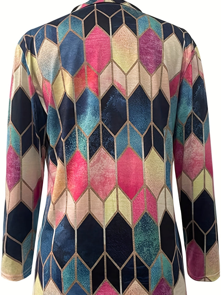 Bianca™ - Buntes Geometrisches Zip-Up Shirt