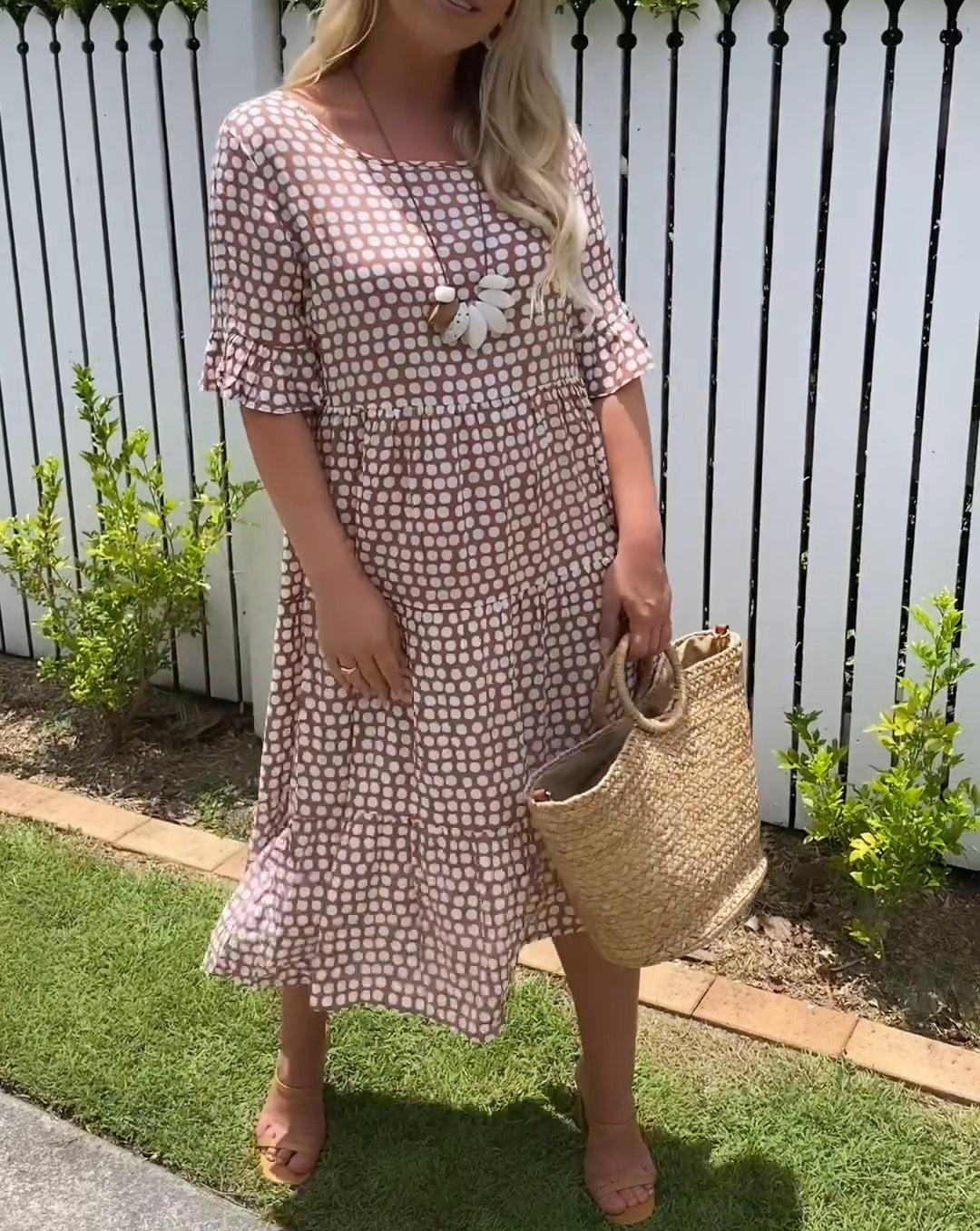 Michelle™ - Kurzarm-Midi-Kleid