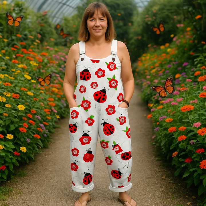 Damen Vintage Blumen Jumpsuit - Bequemes Weitbein-Design