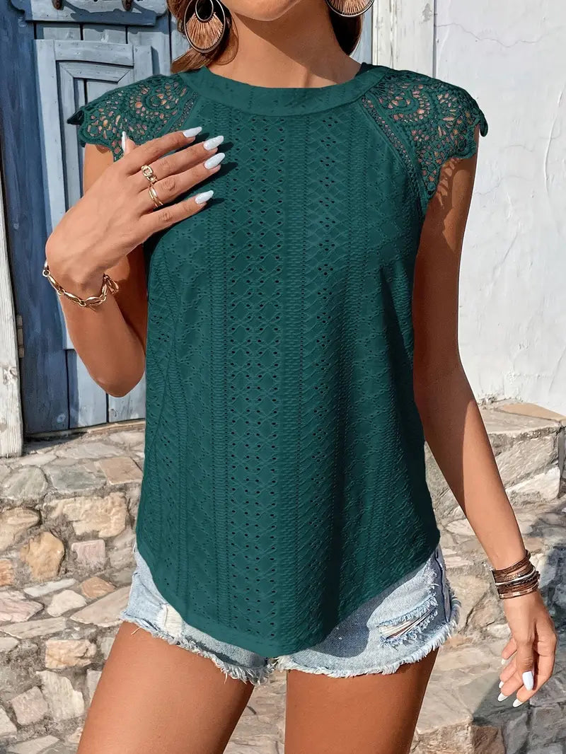 Keshia™ - Elegante Bluse mit Ösen und Bindeband