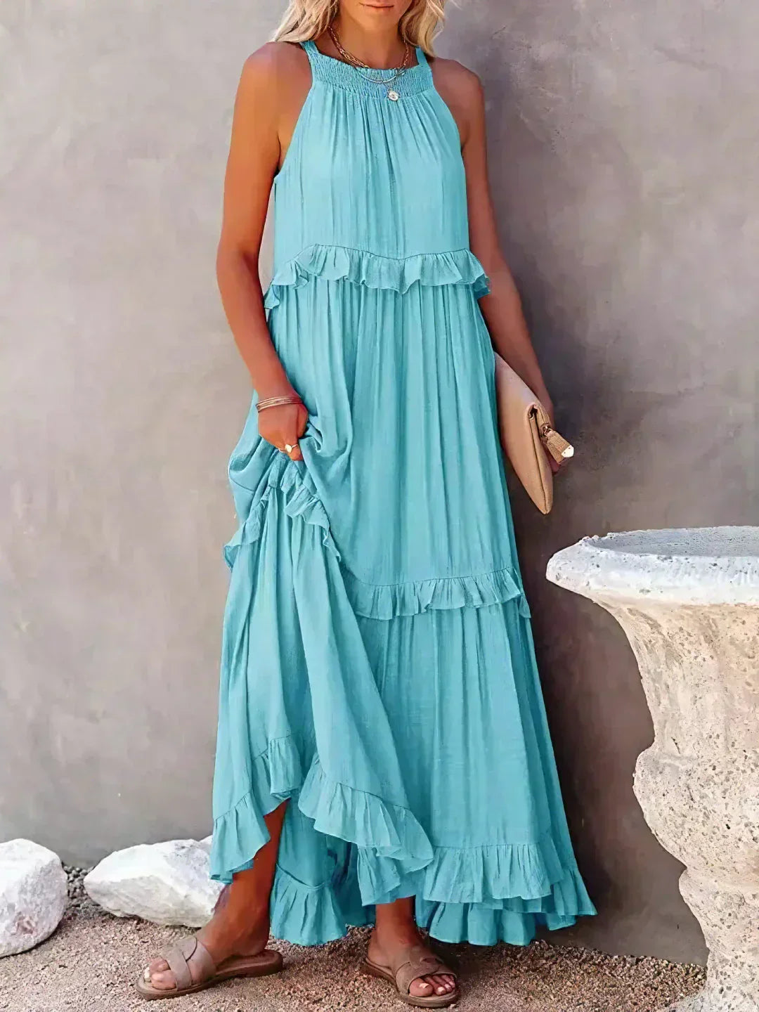 Emilia™ - Halter Ruffle Maxi Kleid