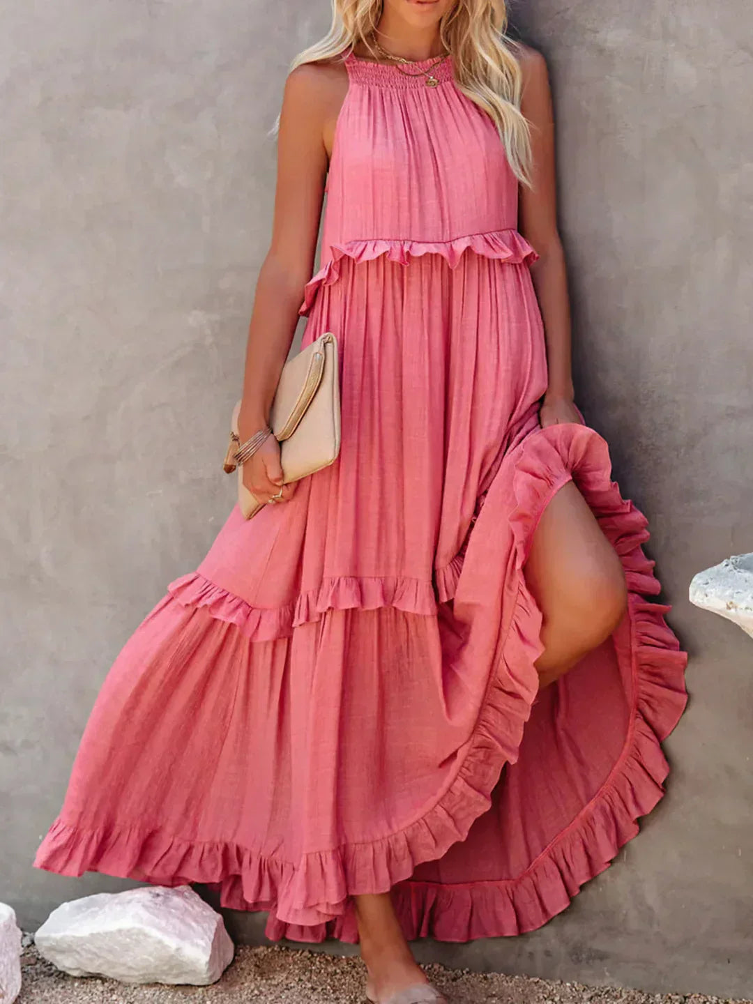 Emilia™ - Halter Ruffle Maxi Kleid