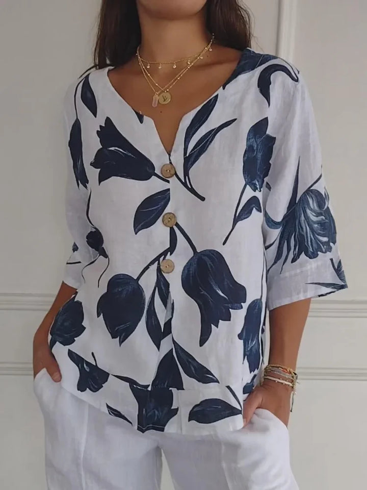 Sanne™ | Florale Knopf-Bluse