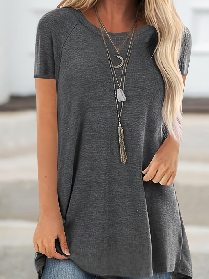 Faye™ - Lässiges Longline Crew Neck T-Shirt