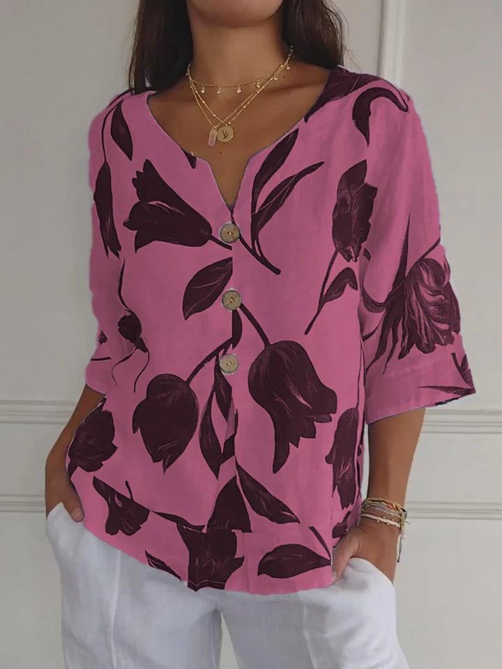 Sanne™ | Florale Knopf-Bluse